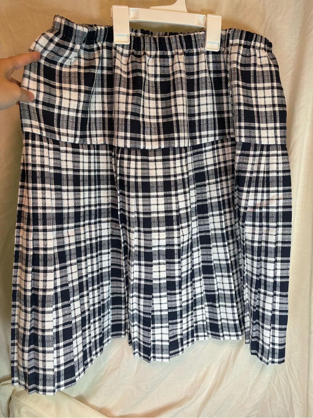 Black And White Checkered Skirt Women’s 20 Elastic Waist Knee Length
